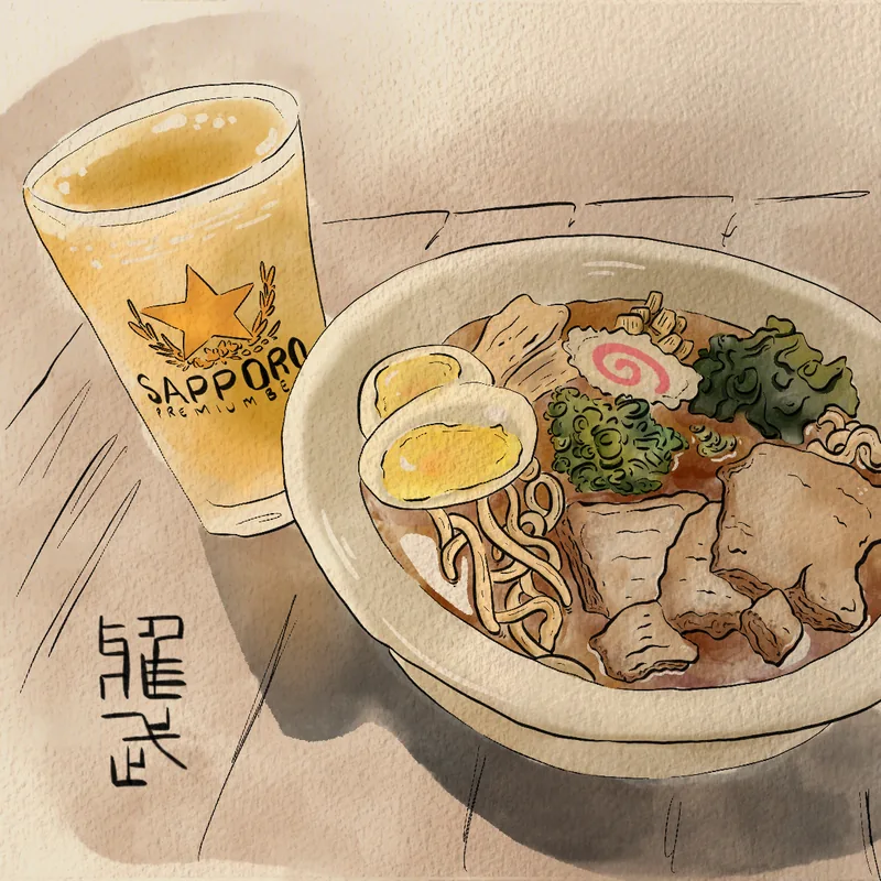 Digital Artwork - Beer and Ramen